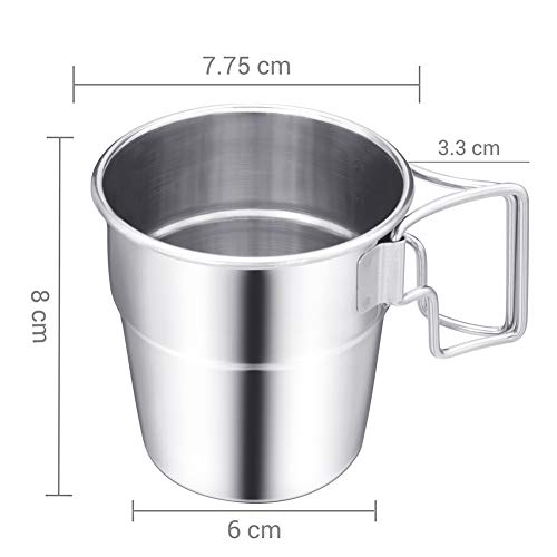 AITREASURE Outdoor Stainless Steel Cups Portable Camping Coffee Mugs Set with Handle for Camping Hiking Picnic