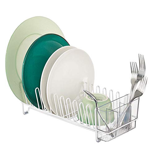 mDesign Compact Modern Kitchen Countertop, Sink Dish Drying Rack, Removable Cutlery Tray - Drain and - //medicalbooks.filipinodoctors.org
