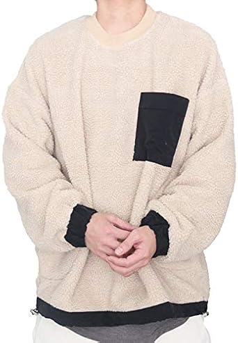 Amazon Woodwhichflows ポケットデザインビッグボアトレーナー ベージュ フリー メンズ トレーナー パーカー 通販