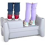 Simplay3 Sibling Step Stool - 2 Sided Extra Wide Sit and Stand Multiple Height Lightweight Anti Slip Step Stool for Children