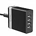 Zilu 32W 4-Port USB Charging Hub, Multi-Port USB Desktop Charger for iPhone SE / 6s / 6 / 6 Plus, iPad Air 2 / Pro, Samsung Galaxy S7 / S6, Note 5, LG G5 and More Phones and Tablets (Black)