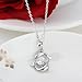 Vktech 18K White Gold Plated Two Dolphins Form a Circle Crystal Pendant Necklace