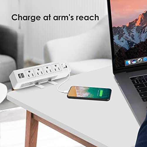 ANNQUAN Desktop Clamp Power Strip with 4 USB Ports,Desk Mount Power
