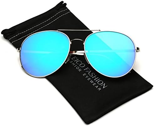 Flat Lens Oversized Mirrored Aviator Sunglasses (L-XL size head)