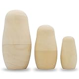 BestPysanky Set of 3 Unfinished Wooden Nesting Dolls Craft 4 Inches