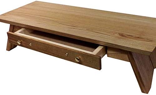 Altar Table: Puja-Style Offering or Display Pedestal. (Long w/Drawer 27"×11"×5" Tall, Butternut)