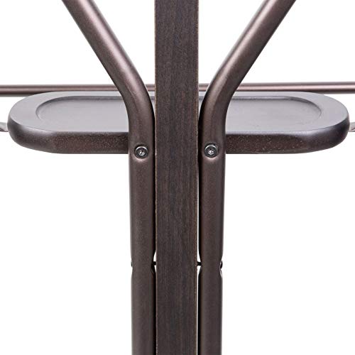 Allblessings Wood & Metal Valet Suit Coat Stand Clothes Hanger Men Suit Rack Organizer Bronze