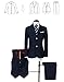 YuanLu Boys Colorful Formal Suits 5 Piece Slim Fit Dresswear Suit Set (Navy Blue, 12)