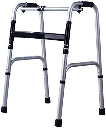 Walking Frame LI JING SHOP - Healthcare Walker 8 files adjustment Fold light Aluminum With wheels 4-foot crutches for Old man Size: 52X47X73-91cm (Color : #-001)