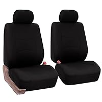 FH Group Universal Fit Flat Cloth Pair Bucket Seat Cover, (Black) (FH-FB050102, Fit Most Car, Truck, Suv, or Van)