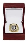 MIAMI DOLPHINS (Larry Csonka) 1972 SUPER BOWL VII WORLD CHAMPIONS (Undefeated Season) Vintage Rare & Collectible High-Quality Replica NFL Football Gold Championship Ring with Cherrywood Display Box