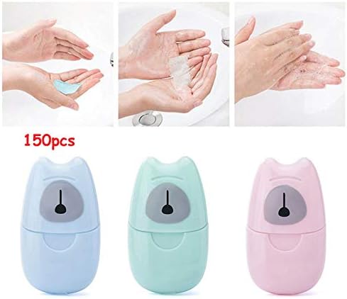 Baiwka Disposable Soap Papers, 150 Pcs(3 Boxes) Portable Soap Sheets, Safe & Healthy, Natural & Non-Toxic, Mini Dry Soap Leaves For Washing Hands Cleaning Care, Ideal For Travel/Camping/Hiking