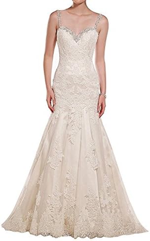 LL Bridal Women's Floral Lace Bridal Gown Mermaid Long Wedding Dresses 2018 for Bride M0033