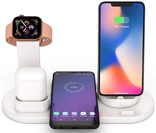 systene 4 in 1 Wireless Charger Charging Stand Docking Station for iPhone, Type-c, Micro USB, Stand for Apple Watch Charging Dock,for AirPods