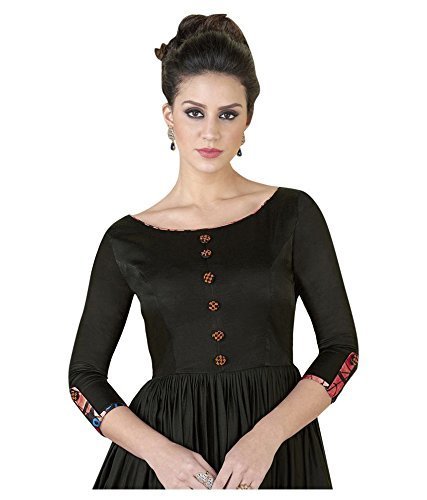 parul fashion women's crepe stitched gown with duppata (free size) black