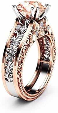 Lethez Crystal Wedding Ring for Women, Vintage Diamond Rhinestone Floral Ring Engagement Band Jewelry