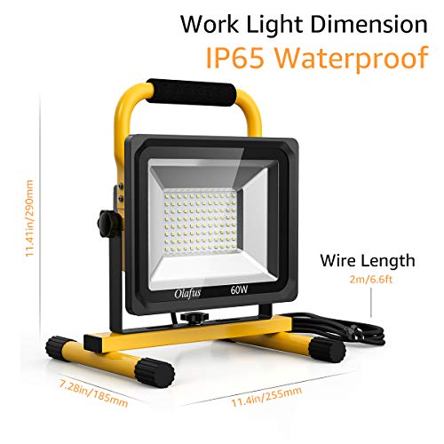 image for Olafus 60W LED Work Lights (400W Equivalent), 6000LM, 2 Brightness Mod