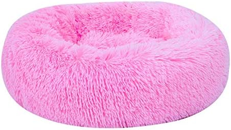 Lanceasy Pet Calming Bed Shag Donut Cuddler Plush Cats Dog Sleeping Mat Winter Comfortable Bed