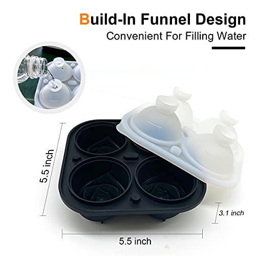 Rose Ice Cube Trays,HIGHMON Silicone Reusable 4X2.3inch Large Ice Balls Maker Mold with Lid And Build-In Funnel,Craft Flower Shape for Cocktails Freezer Whiskey Bourbon DIY Homemade Juice