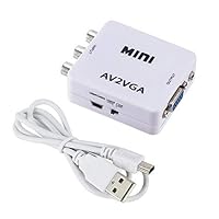 elegantstunning Mini HD AV2VGA Video Converter Convertor Box AV RCA CVBS to VGA Video Converter Conversor with 3.5mm Audio to PC HDTV Converter -for ConsumerElectronics