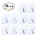 LuckIn Damage Free Hanging Clear Hooks Self Adhesive Tile Hook Heavy Duty 15lb Stick on Wall Hanger Holders, 10pcs