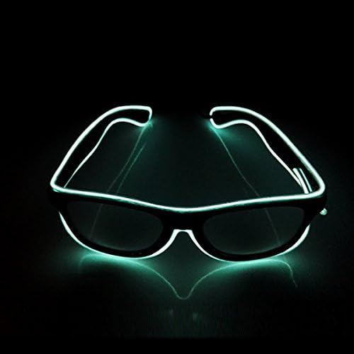 Light Up EL Wire Glasses Sound Active LED Glasses with Dark Lens for Costume Party Festival,Party Concert(White)