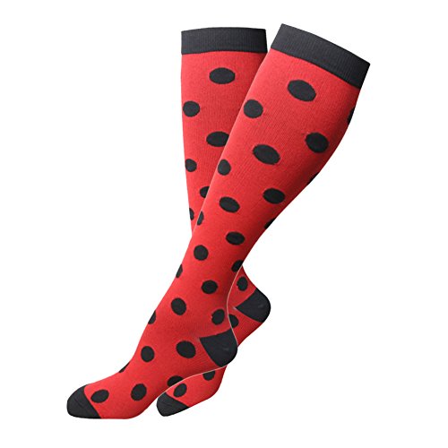Graduated Compression Socks for Women & Men 20-30 mmHg - Moderate Compression Stockings For Running, Crossfit, Travel, Nurse, Maternity Pregnancy, Shin Splints (L/XL, Red & Black,2 Pairs)