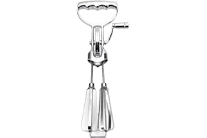 Rotary Egg Beater,Handheld Vintage Inspired Egg Beater,12 Inch Manual Hand Mixer with Double Head,Household Whisk Cake Access