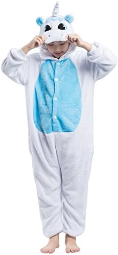 Magicmode Unisex Children Homewear Pajamas Onesie Cartoon Cosplay Unicorn Costume Blue 140cm
