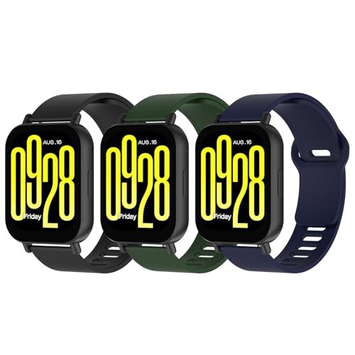 Bigqin 3 Piezas Correa Compatible con Xiaomi Redmi Watch 5 Active/Lite, Pulsera de Silicona Suave Reemplazo Deportiva Respirable Reloj Banda Compatible con HUAWEI Watch GT 5/4 46mm, 5.5"-8.7"