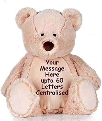 Mumbles Personalised Zippie Brown Teddy - Newborn, Baby Shower, Flower Girl, Bridesmaid, Pageboy, Wedding, Birthday, Memory Christening Gift Large 45cm Teddy - EASY TO CUSTOMIZE