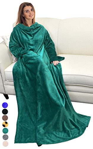 Catalonia wearable blanket with sleeves and pocket, soft fleece m…