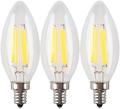 RUICAIKUN LED Filament Bulb, Candle Lights, 3-pack 110-130V 6W E12 - 60W Equivalent 2700K 600LM Warm White