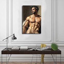 HMLZSJ Nude Muscle Male Torso Portrait Art Gay