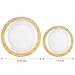 WDF 102pcs Gold Plastic Plates -Clear with Hammered Design Crystal Disposable Wedding Party Plates Include 51 Plastic Dinner 10.25inch/51 Salad/Dessert Plates 7.5inch