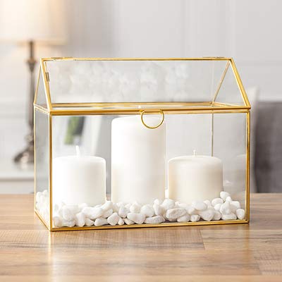 Cathy's Concepts Terrarium Gift Card Holder – Gold, Glass & Brass Construction, Perfect for Wedding Receptions, Graduations & More