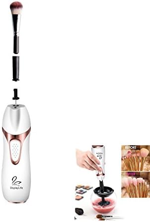 Makeup Brush Cleaner and Dryer Set Device-Keep Makeup Brush Clean and Dry- in Seconds One Time, DisplayLife New Design White and Golden Color with Cleaner Stand Holder