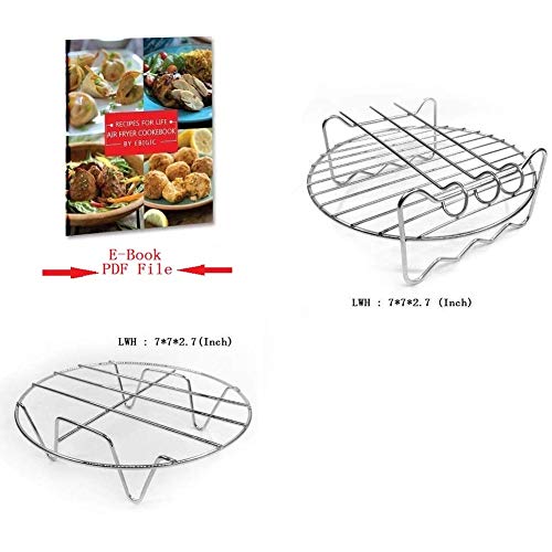 Universal Air Fryer Accessories 7 Inch Pizza Pan Cake Barrel Skewer Rack Silicone Mat Metal Holder Fit All 3.7QT/5.3QT/5.8QT By EBIGIC - Thumbnail 2