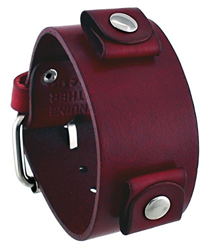 Nemesis #GB-R Unisex Blood Red Wide Leather Cuff Wrist Watch Band