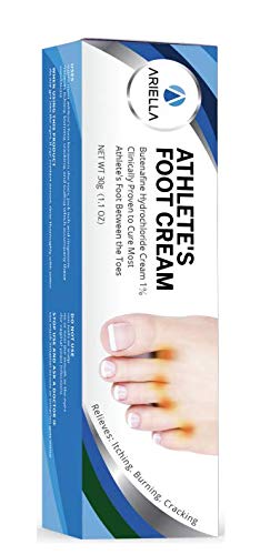 Ariella Athlete’s Foot Cream, Hydrochloride 1%, Clinically Proven Effective Antifungal Treatment of Most Athlete’s Foot,Helps Skin Irritation & Soothe Dry, Itchy Skin, Jock Itch and Ringworm,