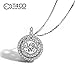 T400 925 Sterling Silver Round Pendant Necklace with Dancing Diamond Stone Cubic Zirconia Gift for Women