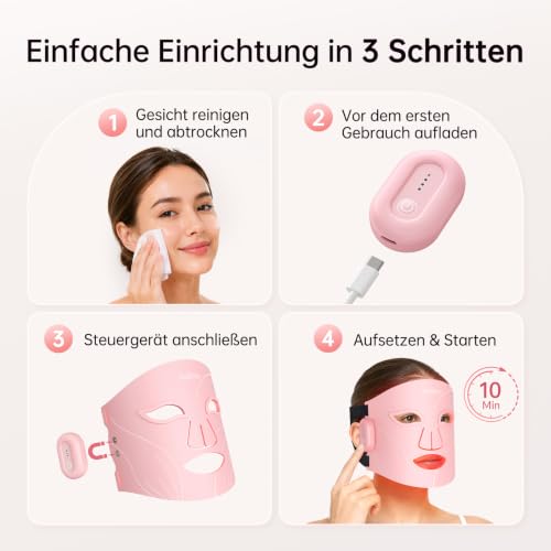 XSSNVV LED Face Mask, Wireless Light Therapy Face Mask, 4 Modes | Anti-ageing, skin clarification, anti-inflammatory, soothing, red/blue LED, rechargeable red light lamp face, beauty gifts