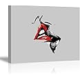 Tku's Abstract Sketch Red Lips Kiss Canvas Wall Decor Art Lover Painting Black White and Gray Love Picture Romantic Home Decoration for Bedroom, Small Size (Ready to Hang)