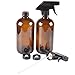 Two Amber Glass Spray Bottle Bottles with Black Trigger Sprayer.16 oz Refillable Bottle for Essential Oils,Cleaning Products,Aromatherapy,Organic Beauty Products.Stream and Spray Settings Available