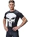 Red Plume Men's Film Super-Hero Skull Logo Sports Shirt Running Party Short Sleeve Tee (L)