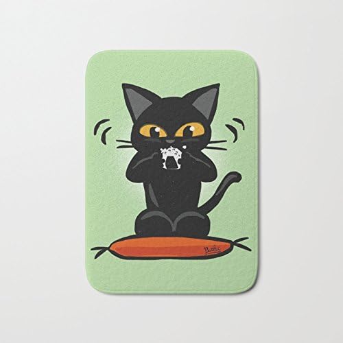 Black Cat Dine Rice And Vegetable Roll Rectangle Front Welcome Door Mat Large Outdoor Indoor Entrance Doormat Durable Heat-resisting Non-slip Rug Size 23.6x15.7 Inches
