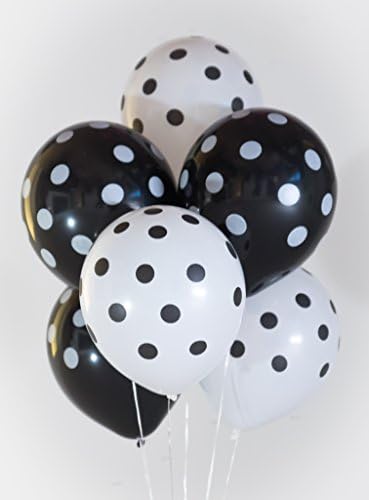 12"latex Polka Dot balloons (50 count) White and Black