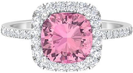 トルマリンハローリング 2 70 Ct 日本全国 送料無料 宝石 D Vssi モアッサナイト 8mm ホワイトゴールド Size 8 ソリティアクッションカットリングサイドストーン婚約指輪彼女へのバレンタインギフト 14k