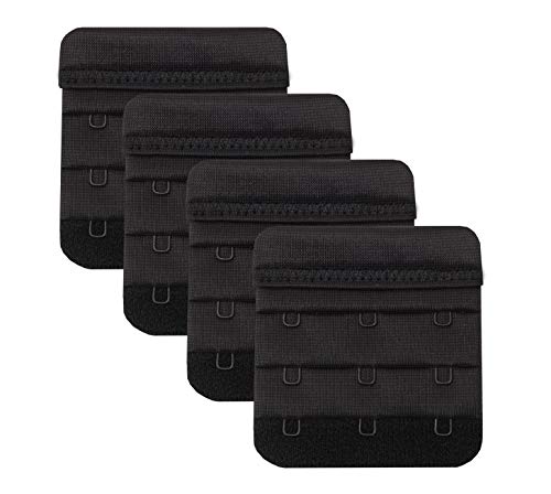 Tamlien Bra Extender 3 Hooks,Soft and Comfortable Bra Strap Extender (Black)