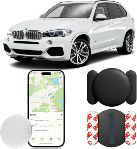 Car GPS Tracking Device for Vehicles,Cars etc,Real Time GPS Tracker Work with Apple Find My (iOS Only),Mini Hidden Car Tracker with Magnetic Waterproof Case,No Monthly Fee (Black,1PCS)